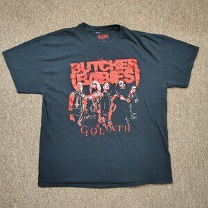 BUTCHER BABIES Goliath T-Shirt Men's XL Black Song Lyrics Graphic Short Sleeve